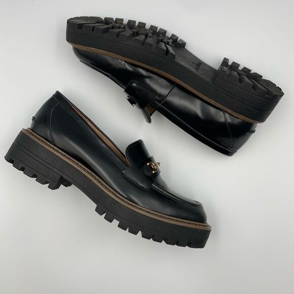 Sam Edelman Laurs Lug Sole Loafer in Black Shinny Box Size 9 - Picture 10 of 12